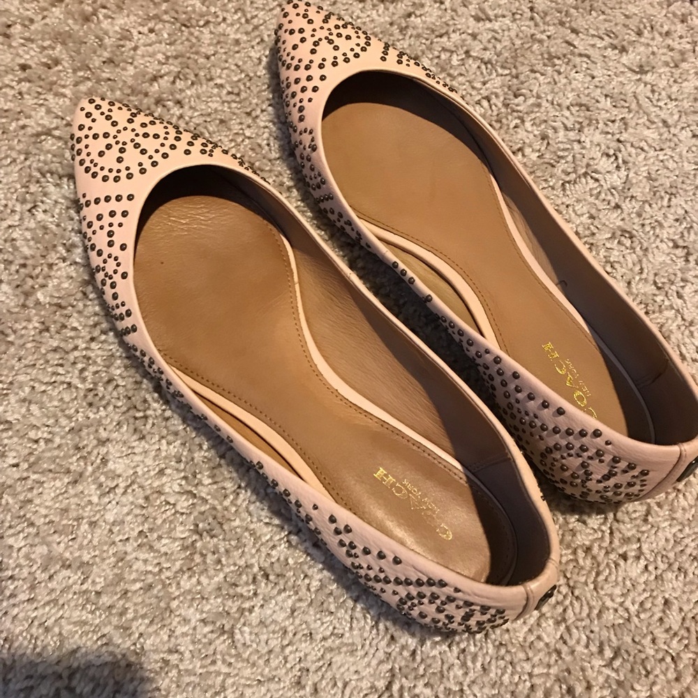 Coach Rory studded flats blush color